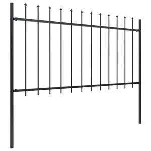 Gartenzaun mit Speerspitze Stahl 1070 x 100 cm Schwarz