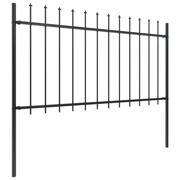 Gartenzaun mit Speerspitze Stahl 1070 x 100 cm Schwarz
