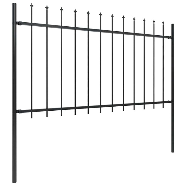 Gartenzaun mit Speerspitze Stahl 1603,5 x 100 cm Schwarz