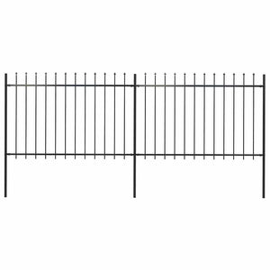 Gartenzaun mit Speerspitzen Stahl 3,4 x 1,2 m Schwarz