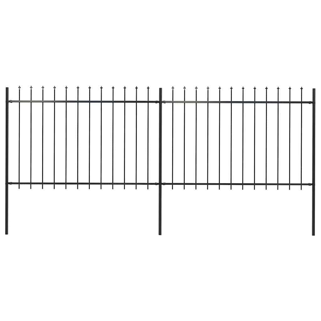 Gartenzaun mit Speerspitzen Stahl 3,4 x 1,2 m Schwarz