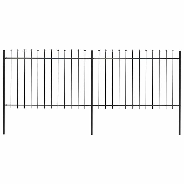 Gartenzaun mit Speerspitzen Stahl 3,4 x 1,2 m Schwarz