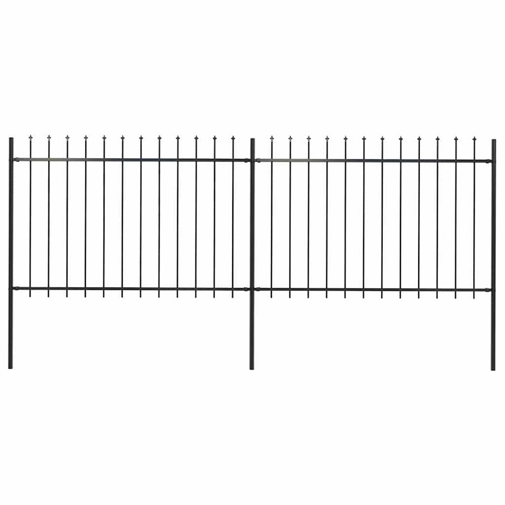 Gartenzaun mit Speerspitzen Stahl 3,4 x 1,2 m Schwarz