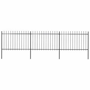 Gartenzaun mit Speerspitze Stahl 537 x 120 cm Schwarz