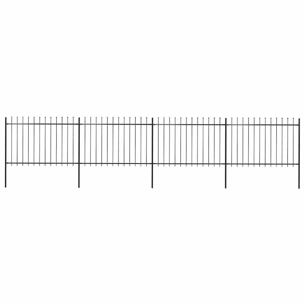 Gartenzaun mit Speerspitze Stahl 714,5 x 120 cm Schwarz