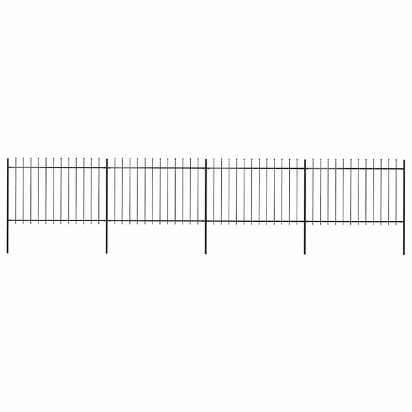 Gartenzaun mit Speerspitze Stahl 714,5 x 120 cm Schwarz