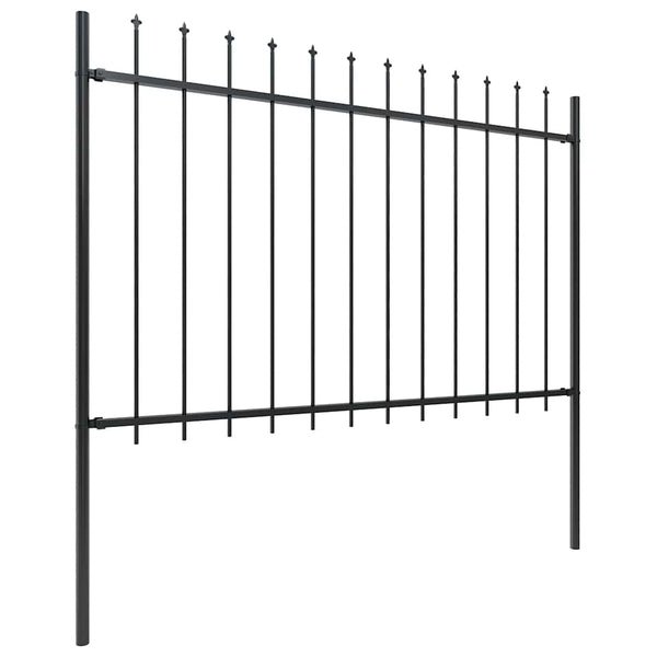 Gartenzaun mit Speerspitze Stahl 1070 x 120 cm Schwarz
