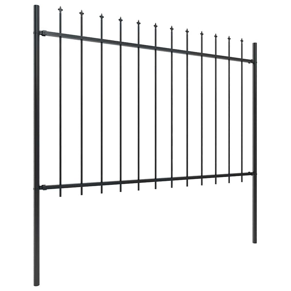 Gartenzaun mit Speerspitze Stahl 1781,5 x 120 cm Schwarz