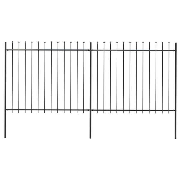 Gartenzaun mit Speerspitze Stahl 359 x 150 cm Schwarz