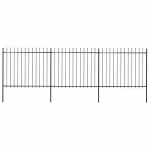 Gartenzaun mit Speerspitze Stahl 537 x 150 cm Schwarz