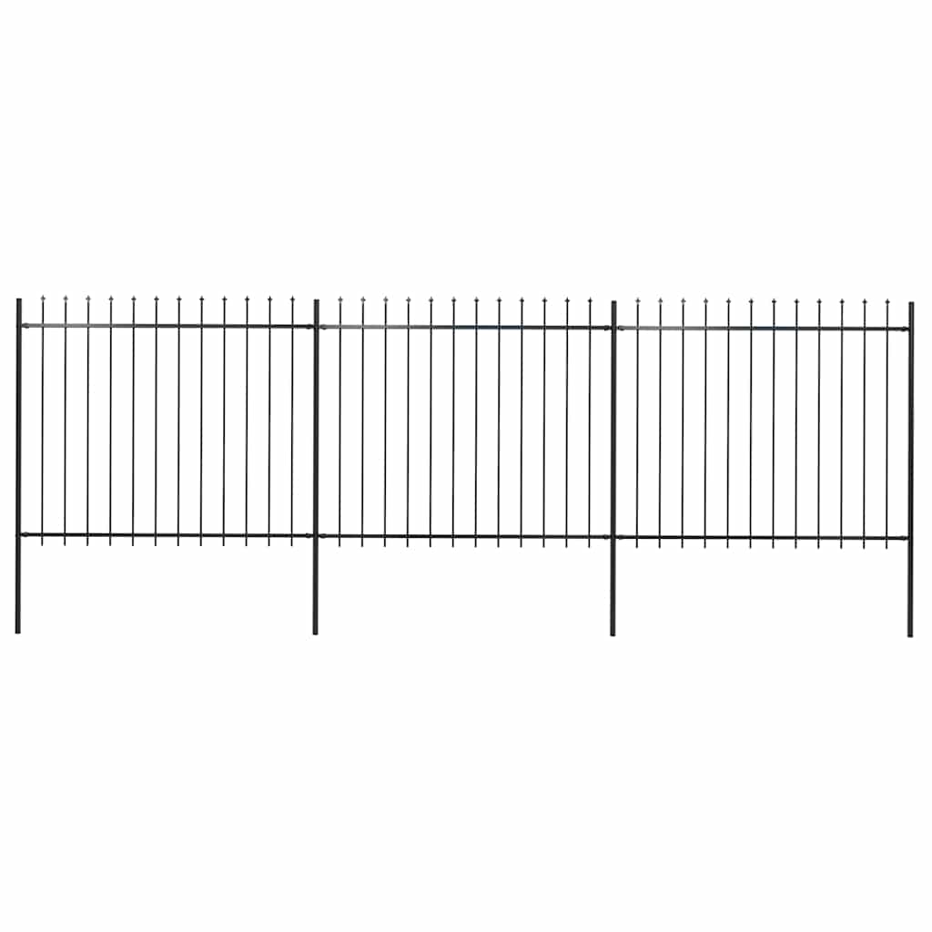 Gartenzaun mit Speerspitze Stahl 537 x 150 cm Schwarz