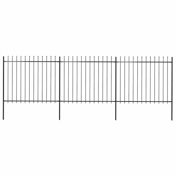 Gartenzaun mit Speerspitze Stahl 537 x 150 cm Schwarz