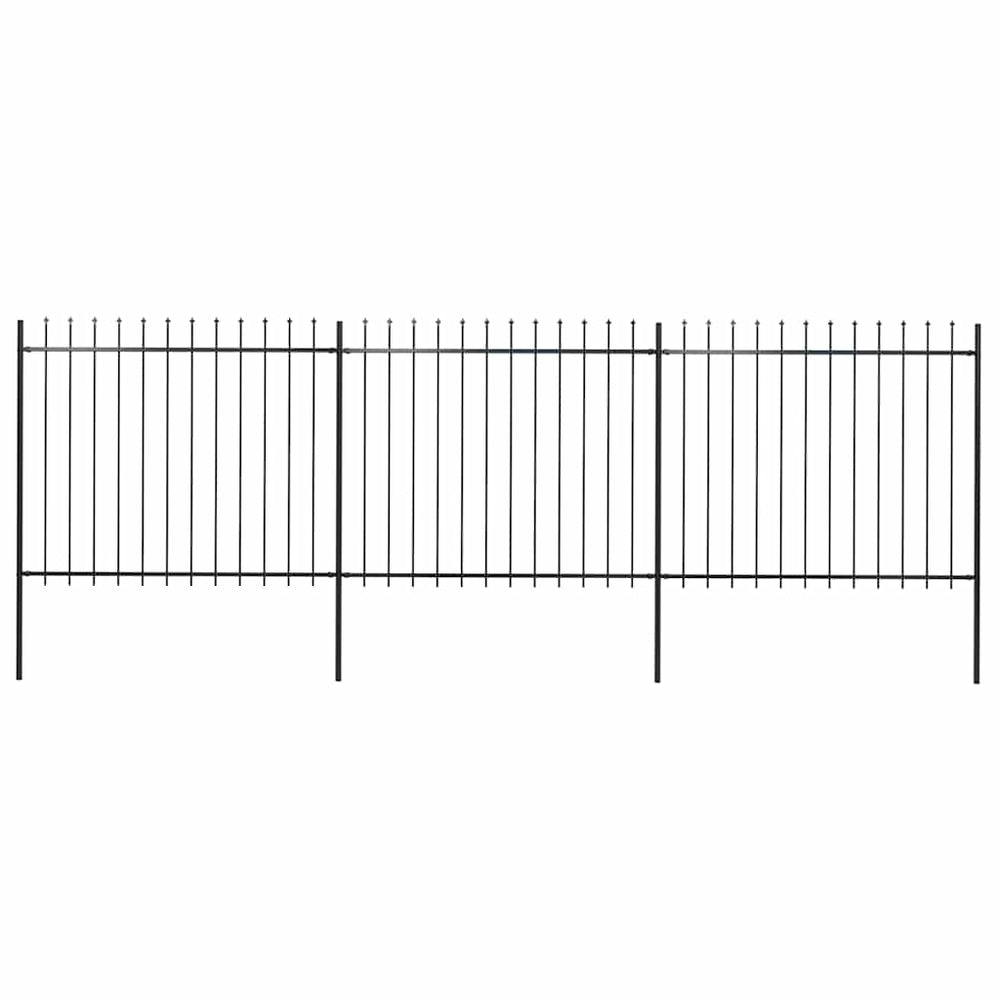 Gartenzaun mit Speerspitze Stahl 537 x 150 cm Schwarz