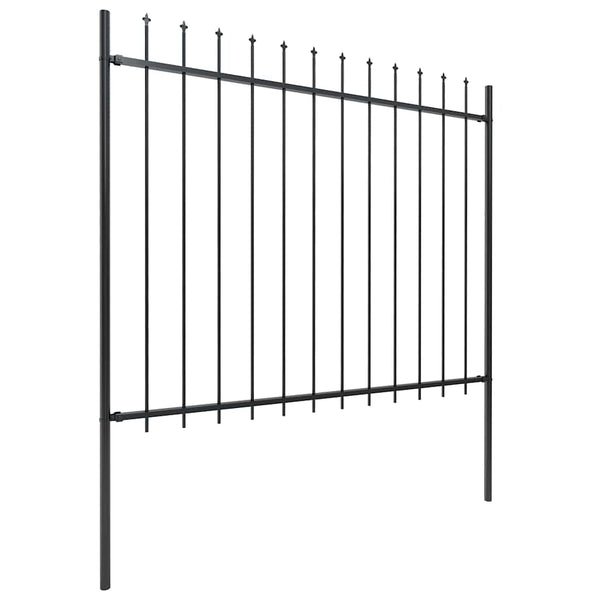 Gartenzaun mit Speerspitze Stahl 537 x 150 cm Schwarz