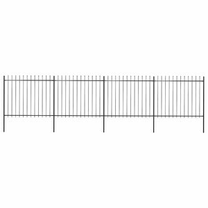 Gartenzaun mit Speerspitze Stahl 714,5 x 150 cm Schwarz