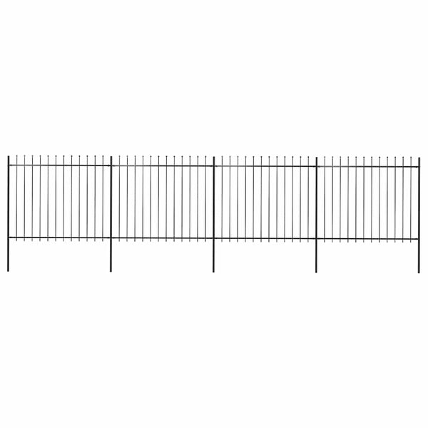Gartenzaun mit Speerspitze Stahl 714,5 x 150 cm Schwarz
