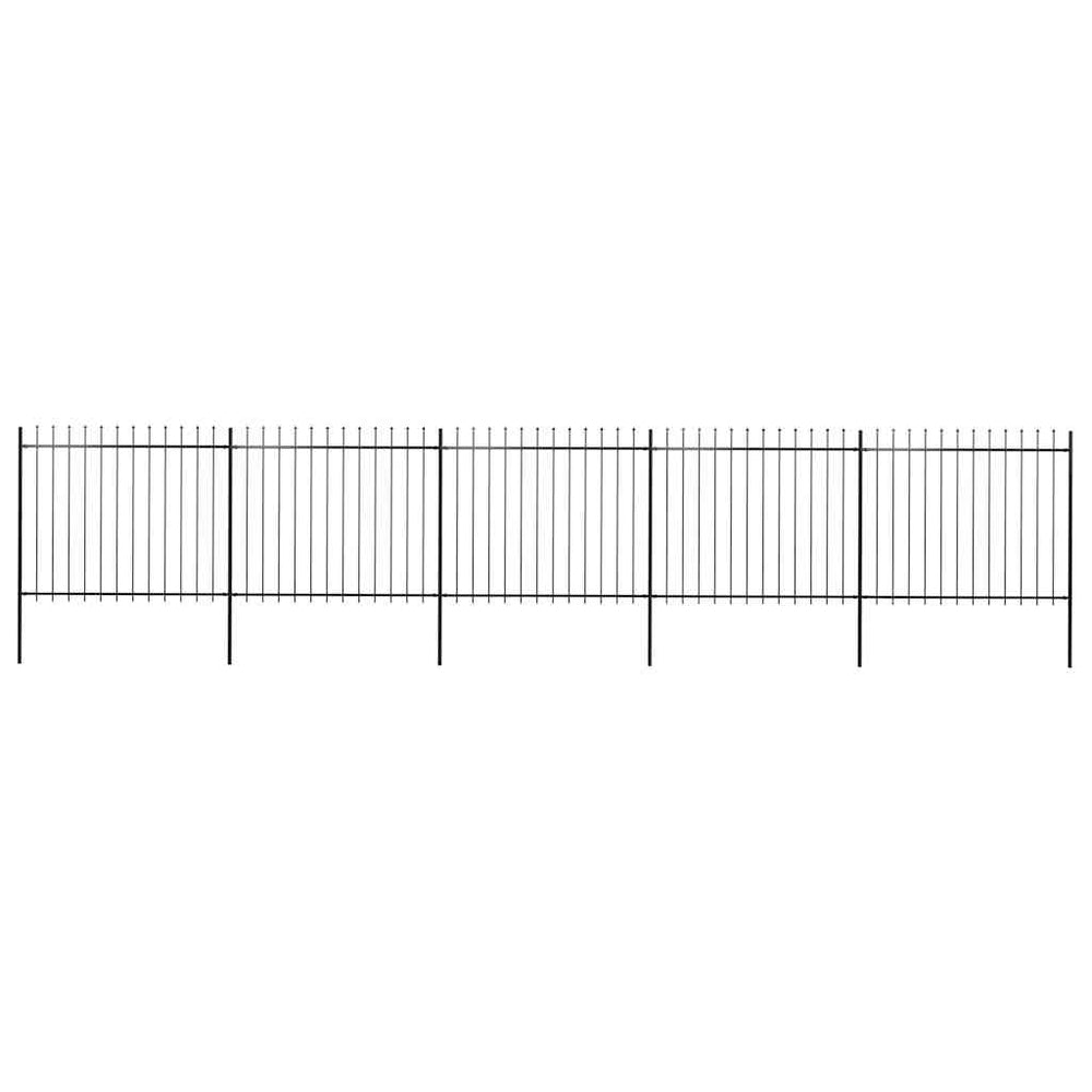 Gartenzaun mit Speerspitze Stahl 892,5 x 150 cm Schwarz