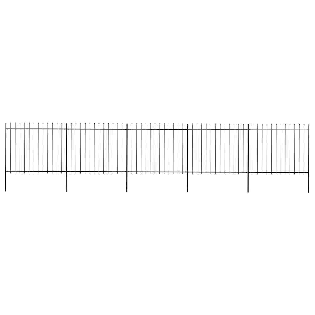 Gartenzaun mit Speerspitze Stahl 892,5 x 150 cm Schwarz
