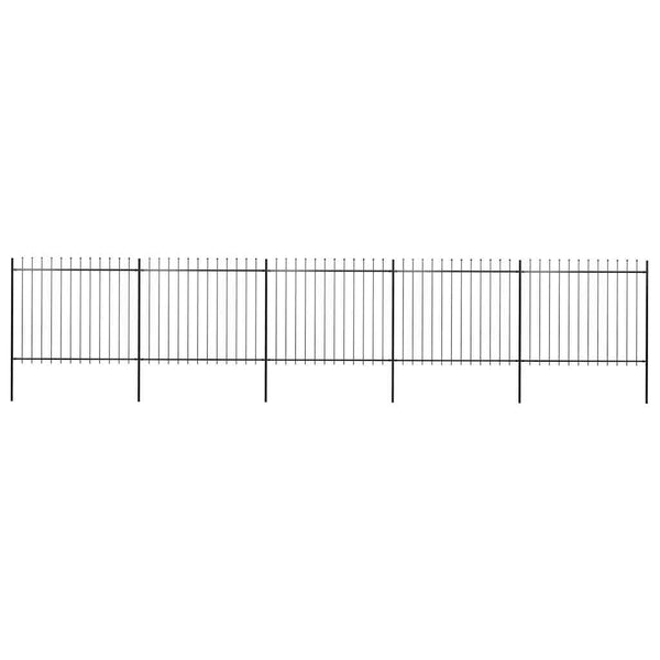 Gartenzaun mit Speerspitze Stahl 892,5 x 150 cm Schwarz