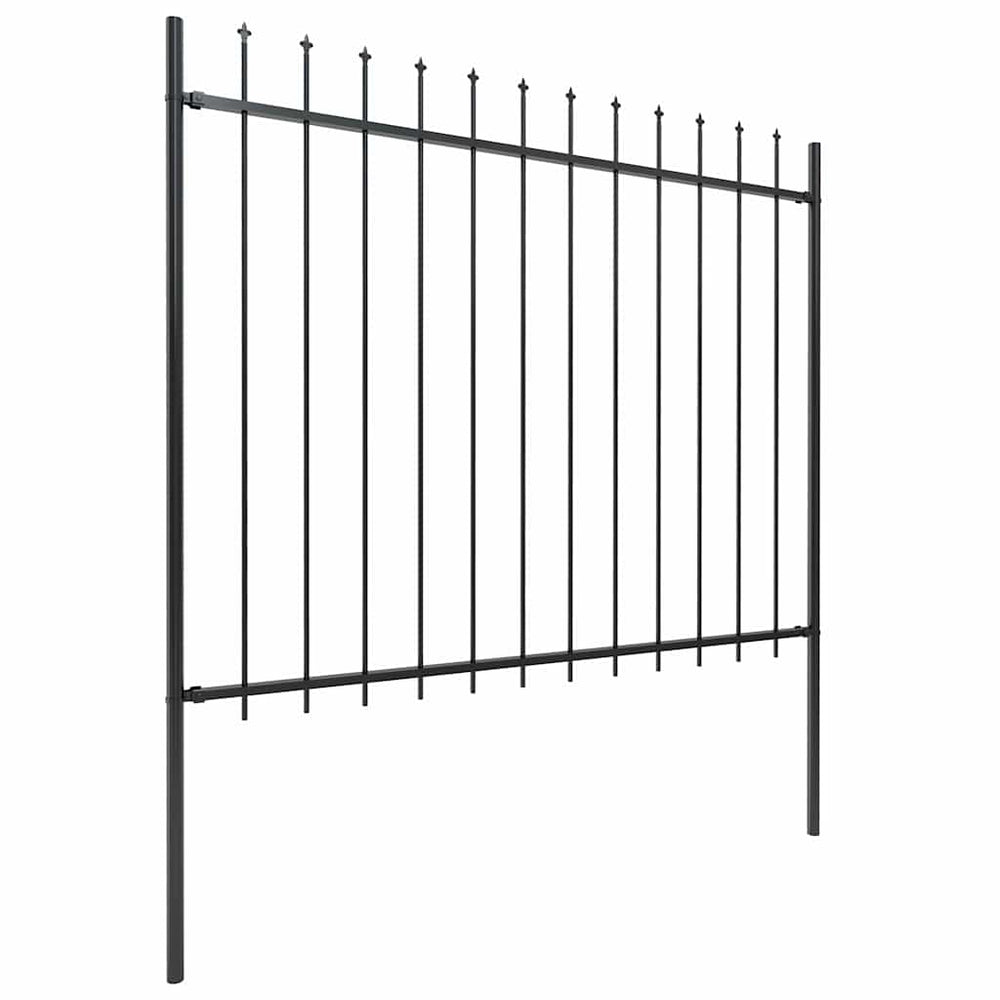 Gartenzaun mit Speerspitze Stahl 1070 x 150 cm Schwarz