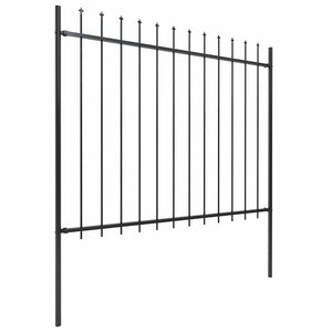 Gartenzaun mit Speerspitze Stahl 1070 x 150 cm Schwarz