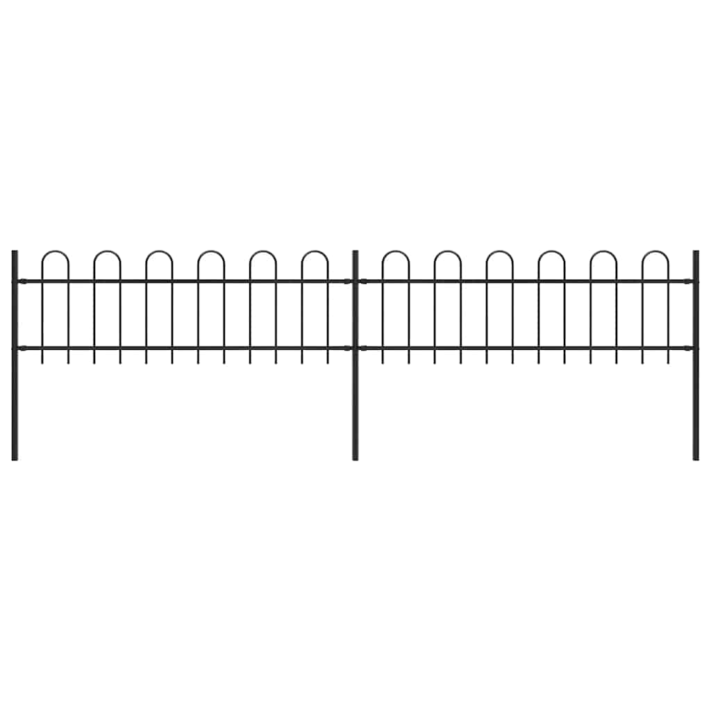 Gartenzaun mit Rundbogen Stahl 359 x 60 cm Schwarz