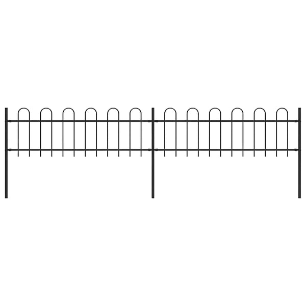 Gartenzaun mit Rundbogen Stahl 359 x 60 cm Schwarz