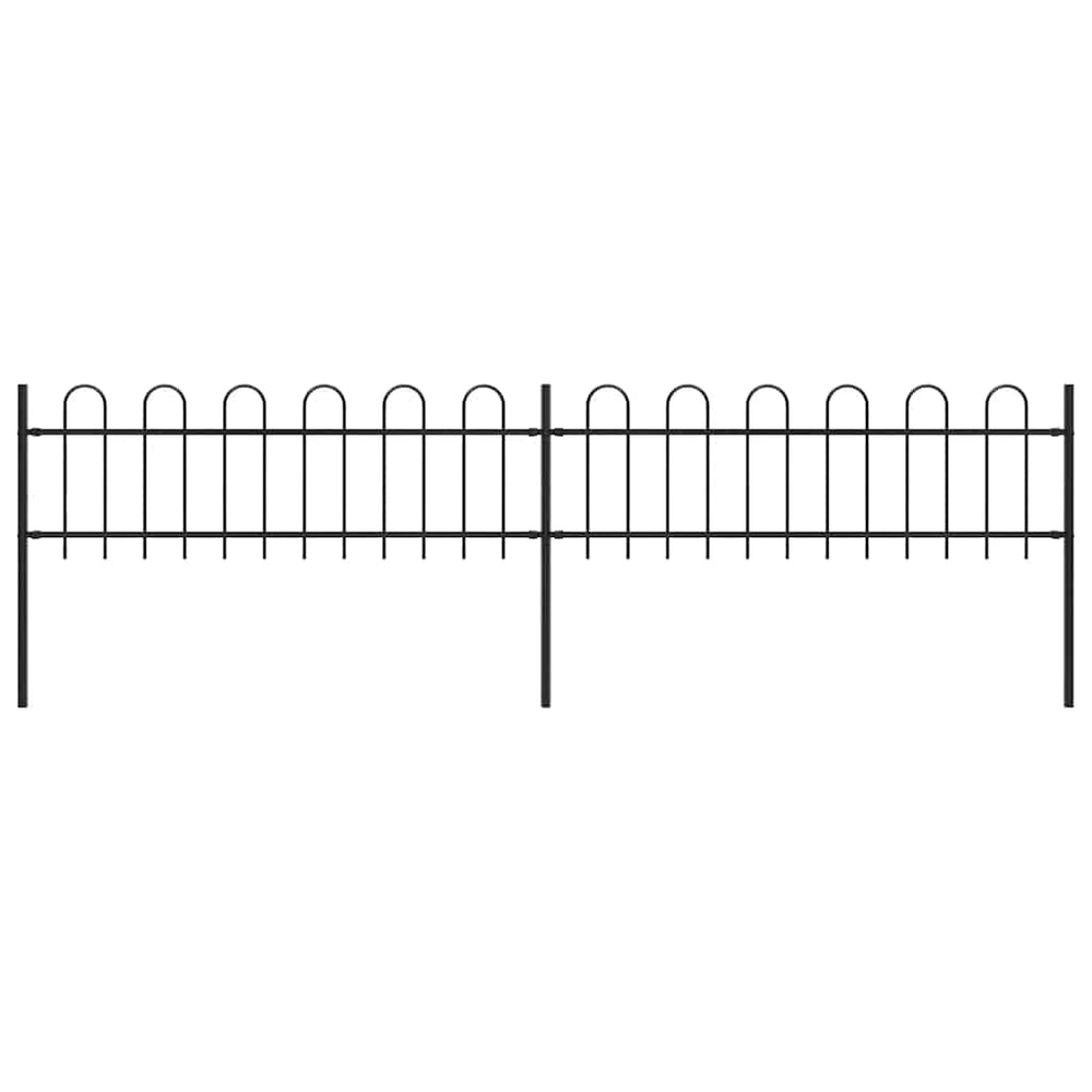 Gartenzaun mit Rundbogen Stahl 359 x 60 cm Schwarz