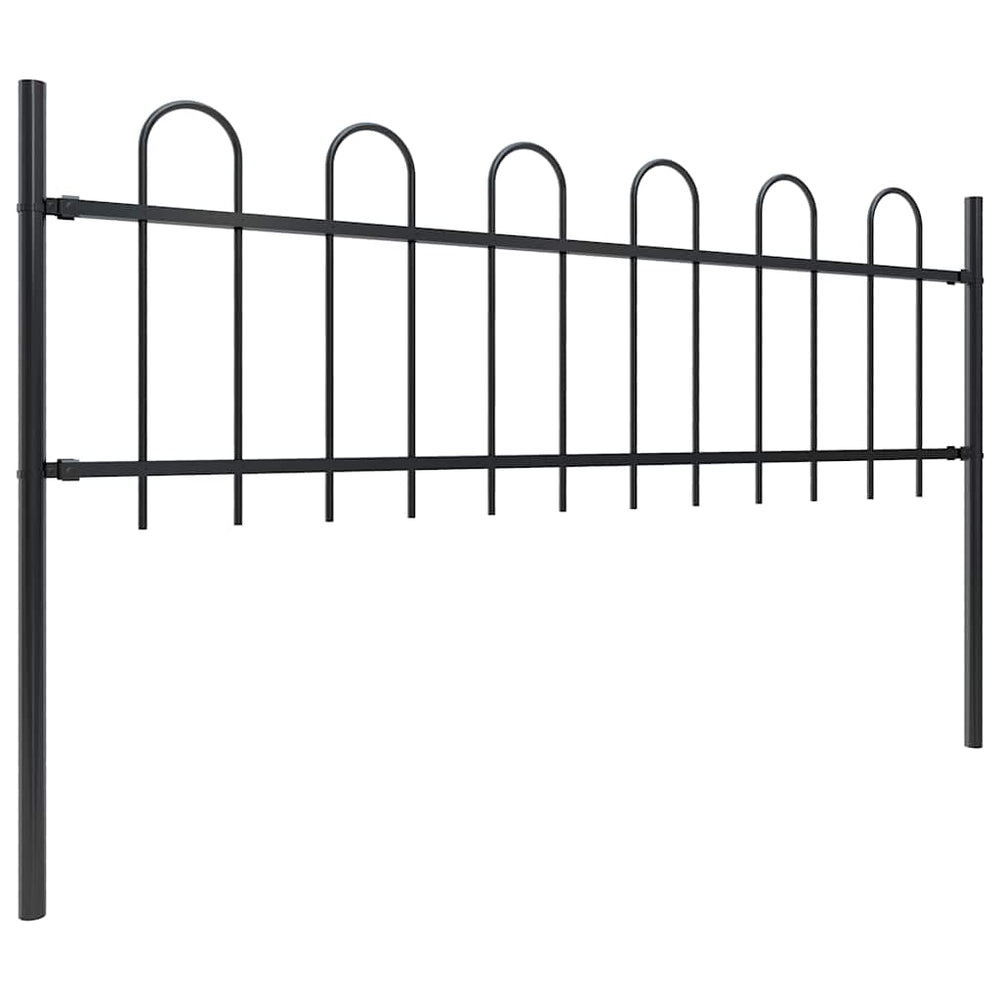 Gartenzaun mit Rundbogen Stahl 359 x 60 cm Schwarz