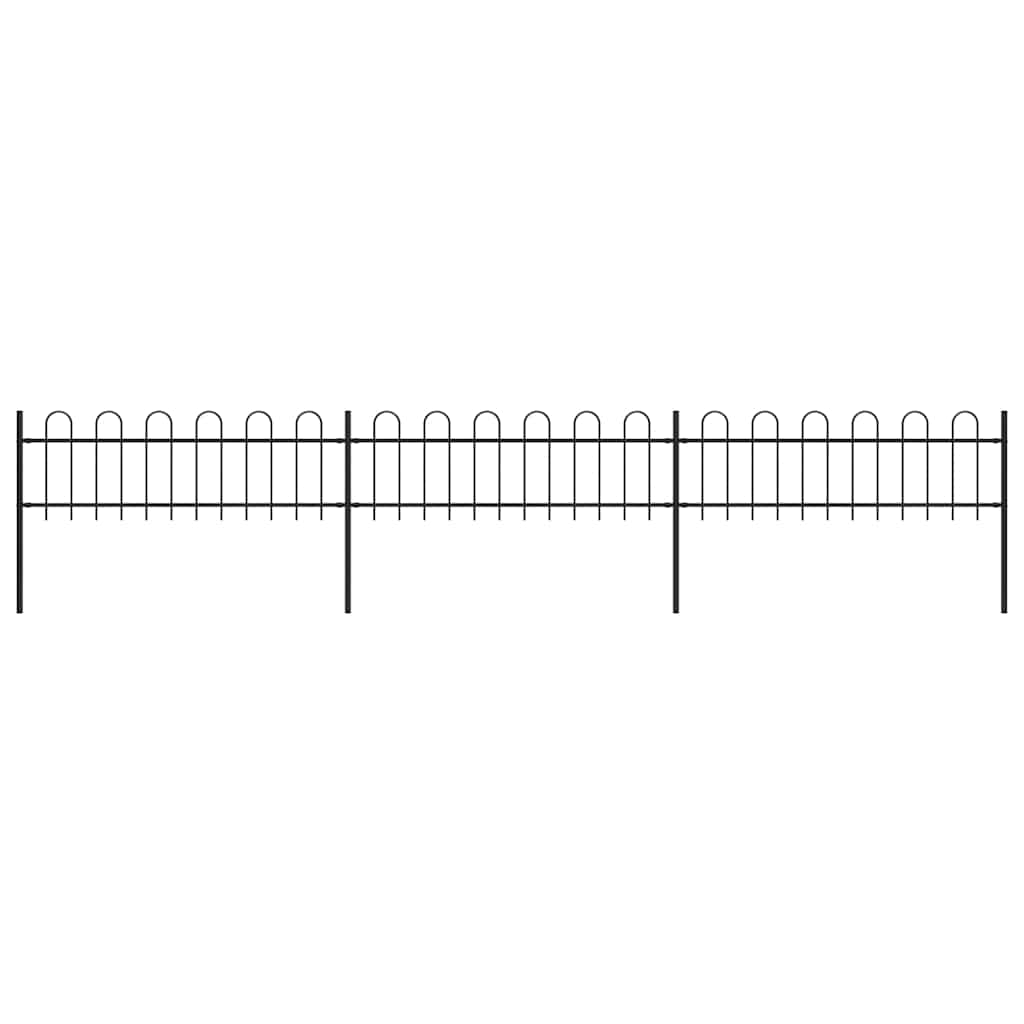 Gartenzaun mit Rundbogen Stahl 537 x 60 cm Schwarz