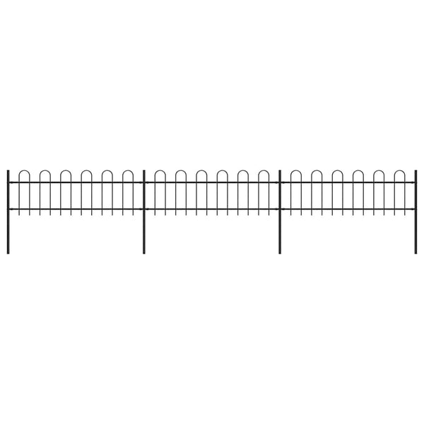 Gartenzaun mit Rundbogen Stahl 537 x 60 cm Schwarz