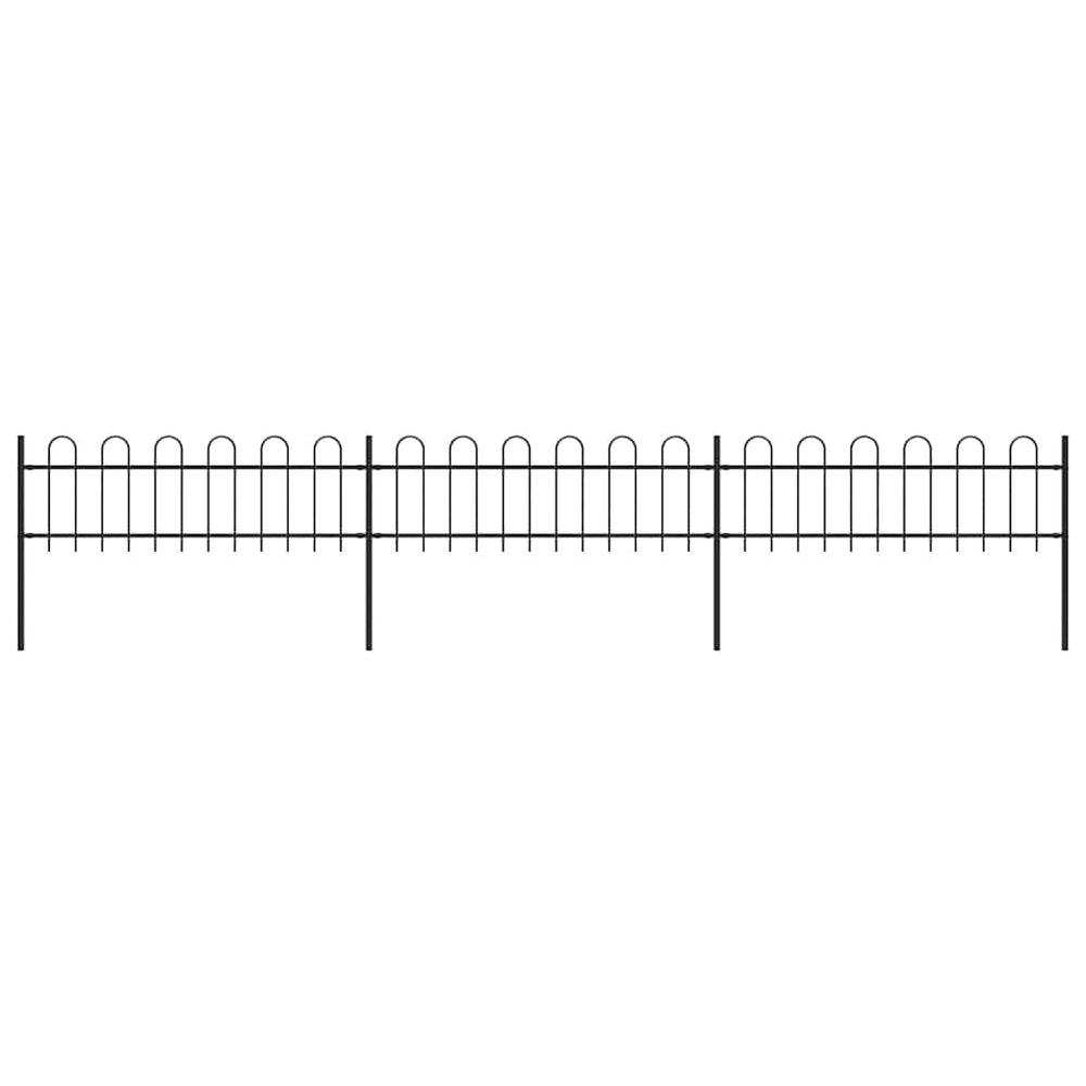 Gartenzaun mit Rundbogen Stahl 537 x 60 cm Schwarz