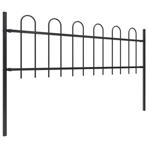 Gartenzaun mit Rundbogen Stahl 537 x 60 cm Schwarz