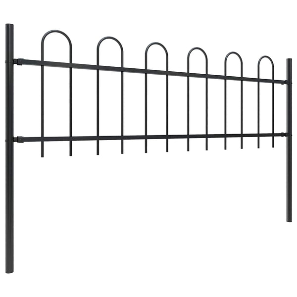 Gartenzaun mit Rundbogen Stahl 714,5 x 60 cm Schwarz