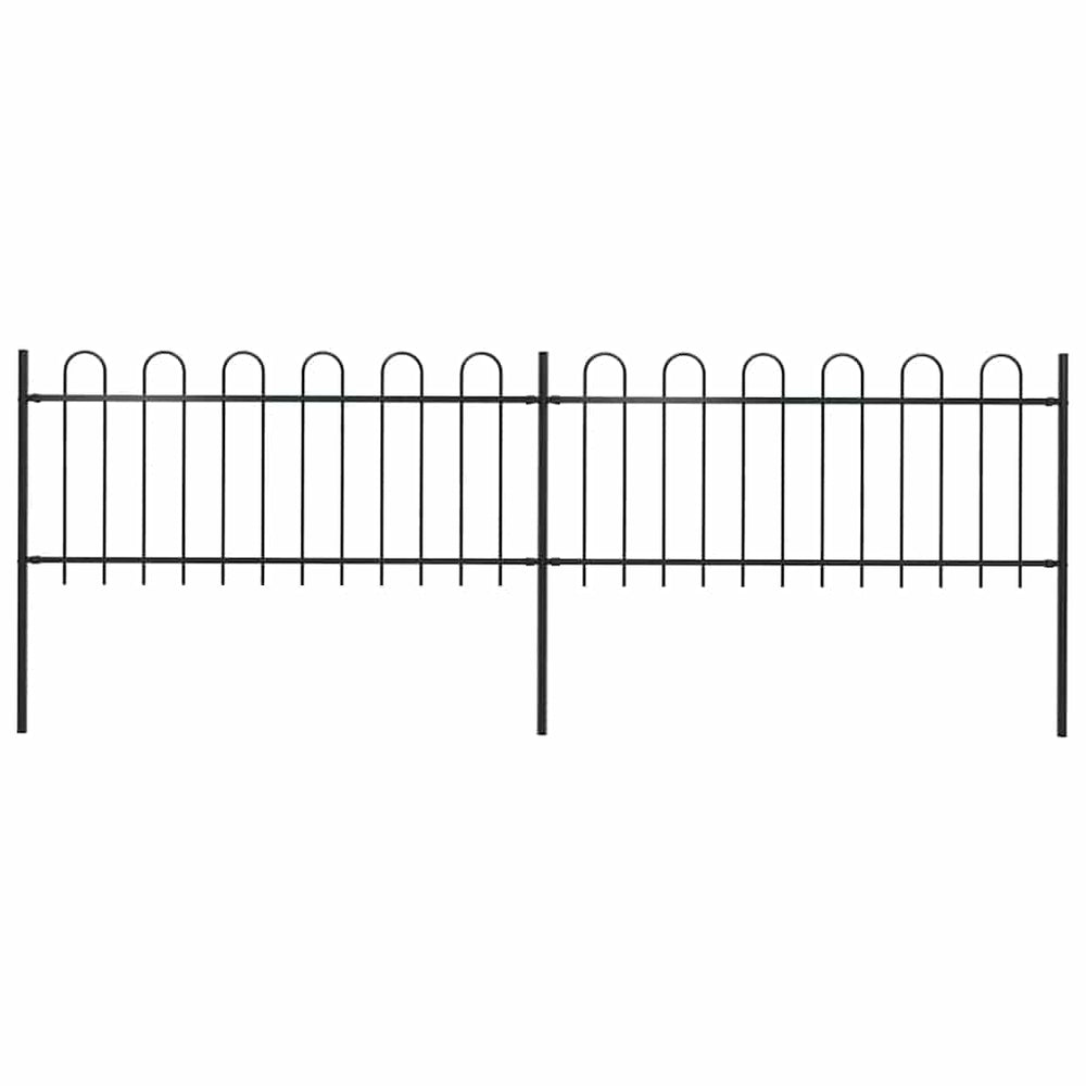 Gartenzaun mit Rundbogen Stahl 359 x 80 cm Schwarz