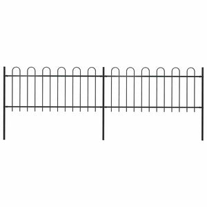 Gartenzaun mit Rundbogen Stahl 359 x 80 cm Schwarz