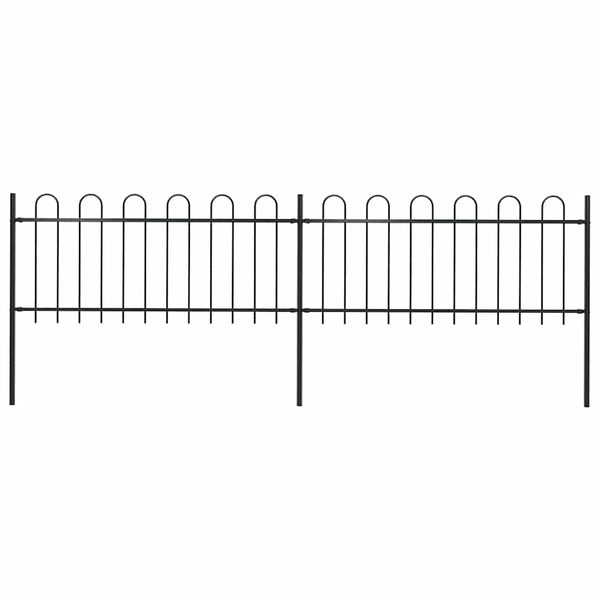 Gartenzaun mit Rundbogen Stahl 359 x 80 cm Schwarz