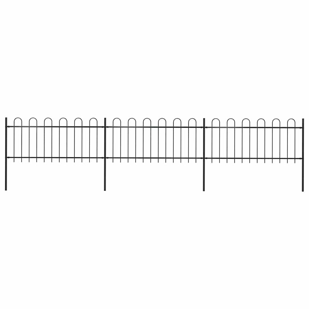 Gartenzaun mit Rundbogen Stahl 537 x 80 cm Schwarz