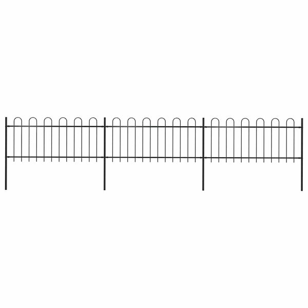 Gartenzaun mit Rundbogen Stahl 537 x 80 cm Schwarz