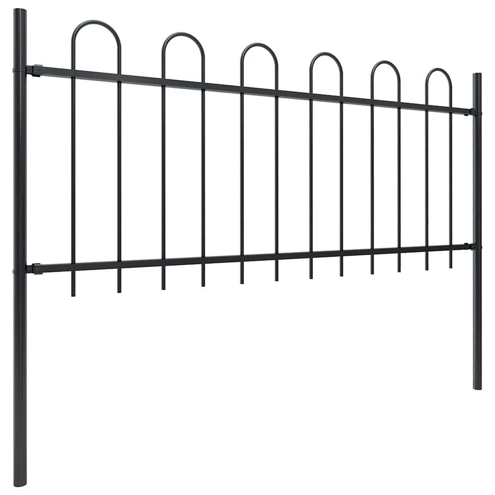 vidaXL Clôture de jardin avec arceaux acier 1248 x 80 cm Noir