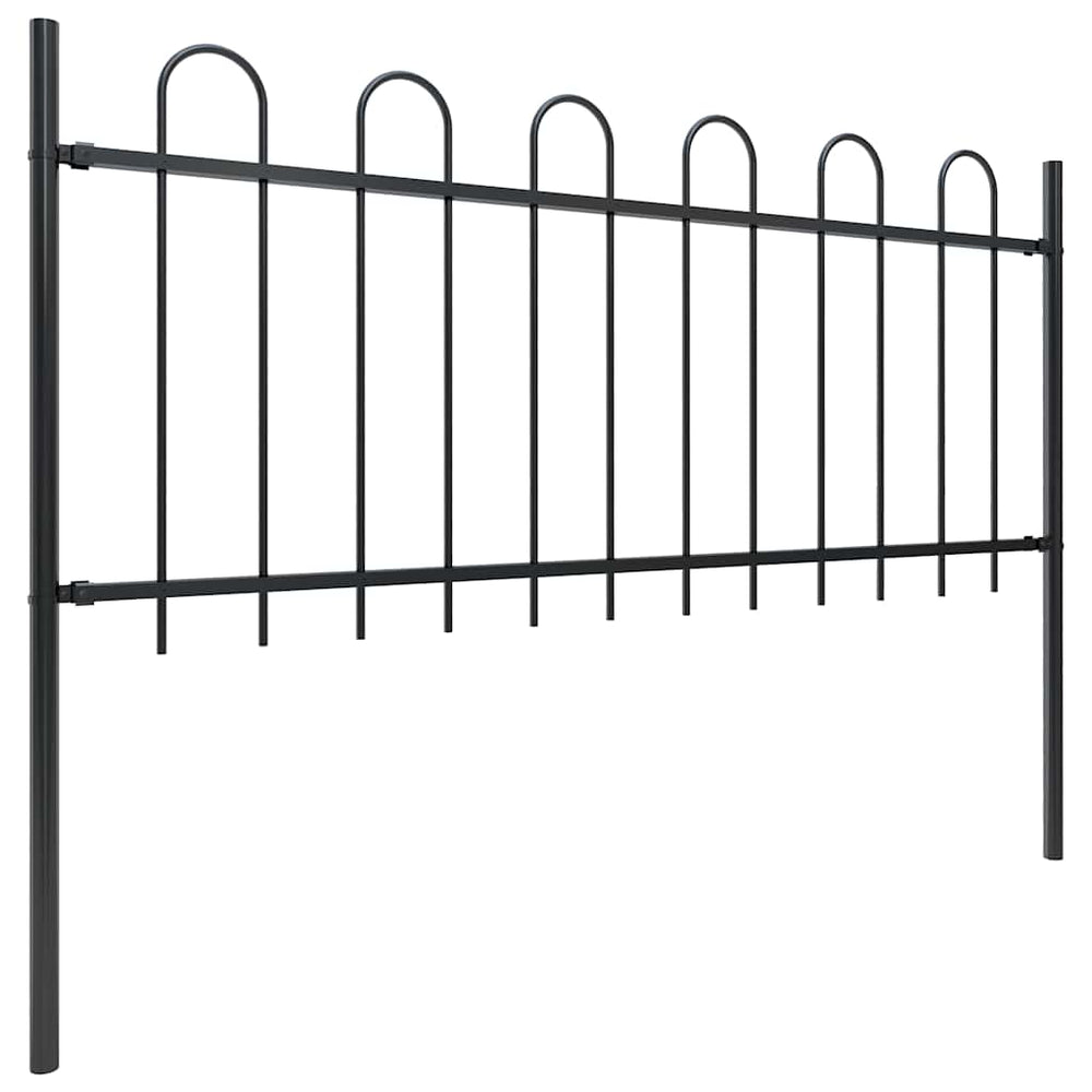 vidaXL Clôture de jardin avec arche en acier 1426 x 80 cm noir