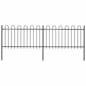 Gartenzaun mit Rundbogen Stahl 359 x 100 cm Schwarz