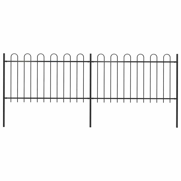 Gartenzaun mit Rundbogen Stahl 359 x 100 cm Schwarz