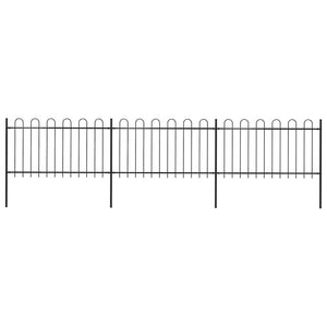 Gartenzaun mit Rundbogen Stahl 537 x 100 cm Schwarz
