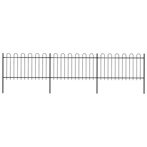 Gartenzaun mit Rundbogen Stahl 537 x 100 cm Schwarz