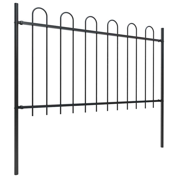 Gartenzaun mit Rundbogen Stahl 537 x 100 cm Schwarz