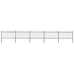 Gartenzaun mit Rundbogen Stahl 892,5 x 100 cm Schwarz