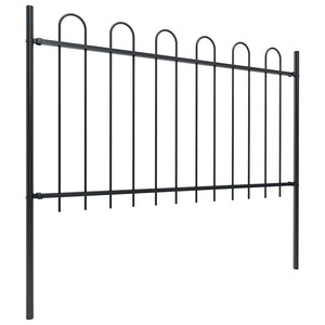 Gartenzaun mit Rundbogen Stahl 1070 x 100 cm Schwarz