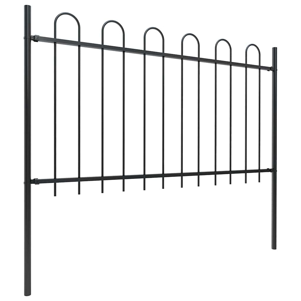vidaXL Clôture de jardin en acier avec arche 1248 x 100 cm Noir