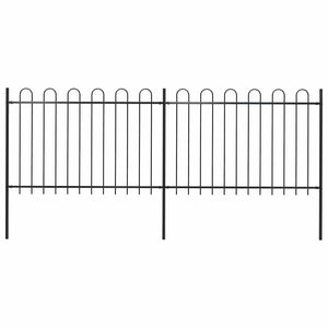 Gartenzaun mit Rundbogen Stahl 359 x 120 cm Schwarz